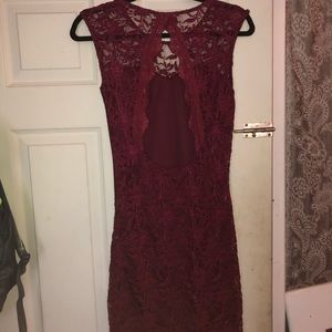 Burgundy lace homecoming/prom dress